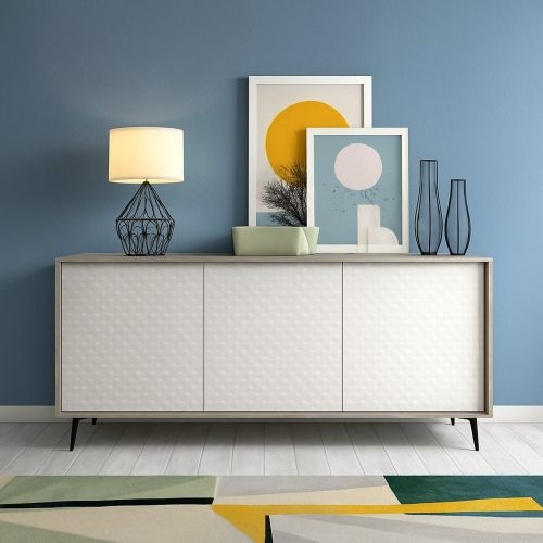 Credenza bianca e cemento 184x45x77h cm 3 ante - Aminda