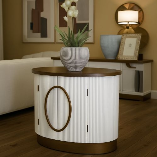Credenza bianca e marrone 79x48x67h cm 2 ante - Kolinsky