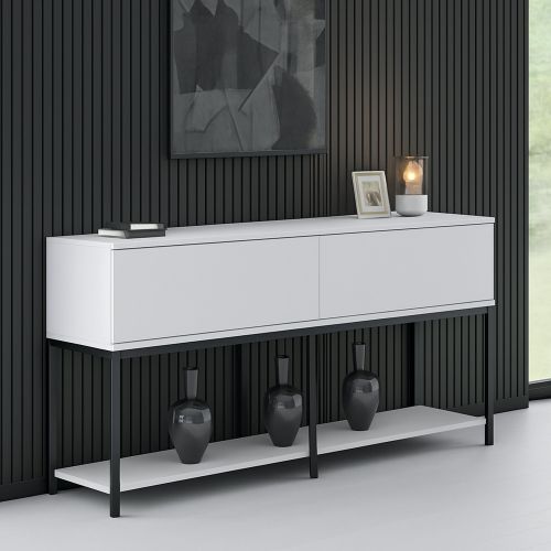 Credenza bianca e nera 150x30x80h cm 2 ante - Basilia