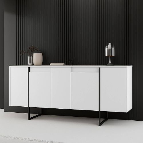 Credenza bianca e nera 160x35x80h cm 4 ante - Arta