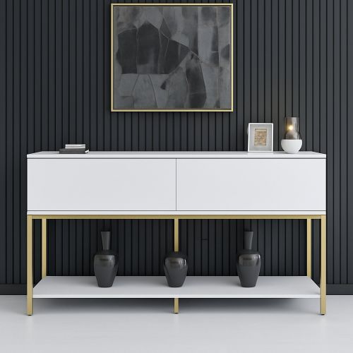 Credenza bianca e oro 150x30x80h cm 2 ante - Basilia