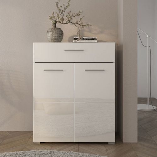Credenza Bianco 2 Ripiani un Cassetto 79x35x97.5h cm, 3 Vani - Verduno