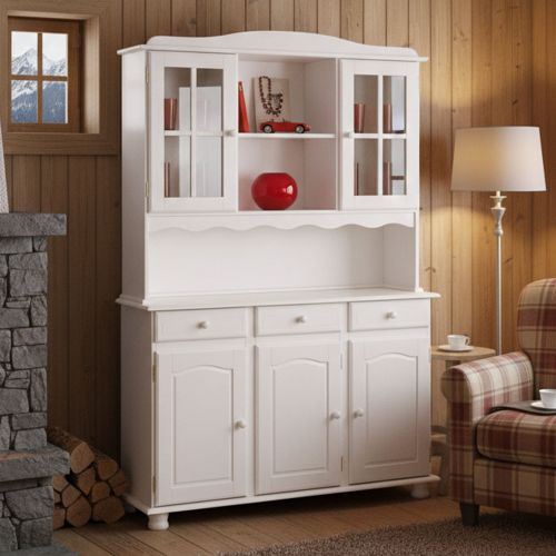 Credenza Bianco 6 Ripiani 3 Cassetti 130x32x198h cm, 5 Ante - Presezzo