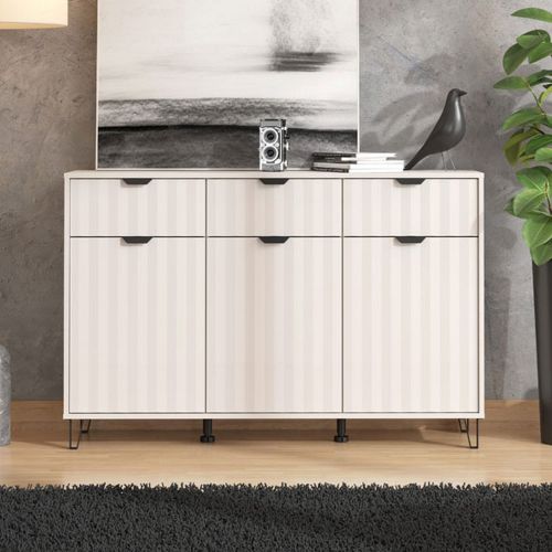 Credenza Bianco Crema 3 Ripiani 3 Cassetti 138x40x90.5h cm, 6 Vani - Paglieta