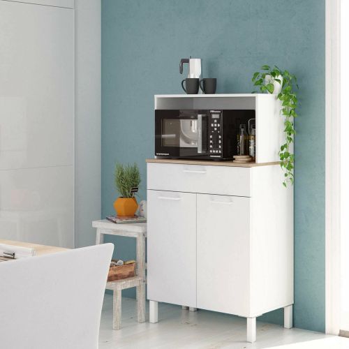 Credenza- bianco e legno con cassetto 72x126h cm - Asaro