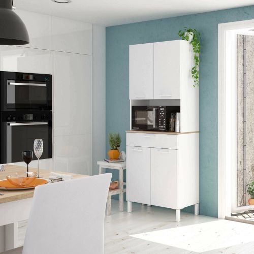 Credenza- bianco e rovere con cassetto 72x186h cm - Dicentra
