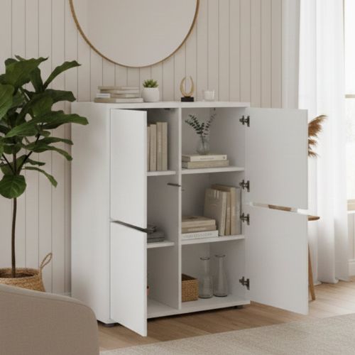 Credenza bianco lucida 100x41x126h cm 4 ante - Ara