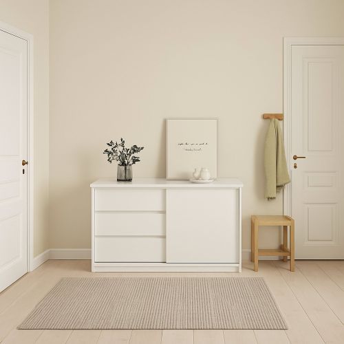 Credenza bianco lucida 118x50x75h cm 1 anta e 3 cassetti - Bebinca