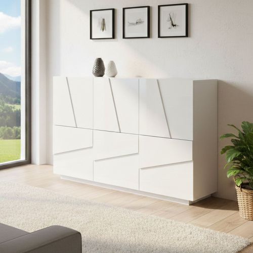 Credenza bianco lucida 121x38x86h cm 3 ante - Axl