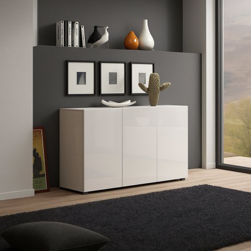 Credenza bianco lucida 135x38x79h cm 3 ante - Amelyah