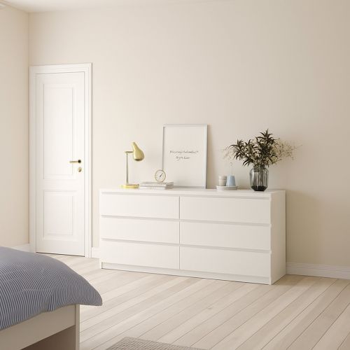Credenza bianco lucida 153x50x70h cm 6 cassetti - Abacadabra