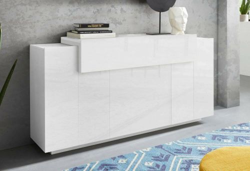 Credenza bianco lucida 160x46x85h cm 4 ante - Aschly
