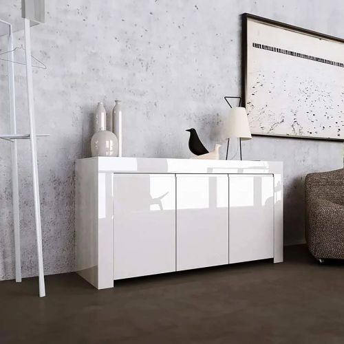 Credenza bianco lucida 162x50x83h cm 3 ante - Zenobia