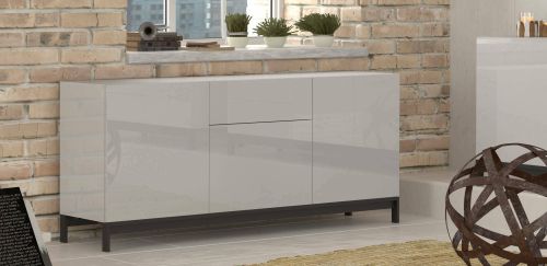 Credenza bianco lucida 170x40x72h cm 3 ante e 1 cassetto - Allel