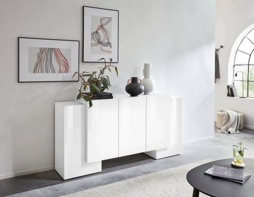 Credenza bianco lucida 170x45x85h cm 5 ante - Arek