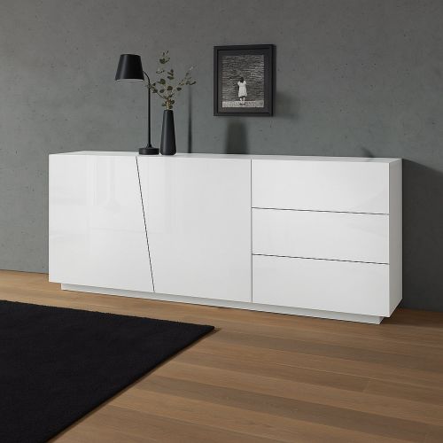 Credenza bianco lucida 180x43x86h cm 2 ante e 3 cassetti - Ariet