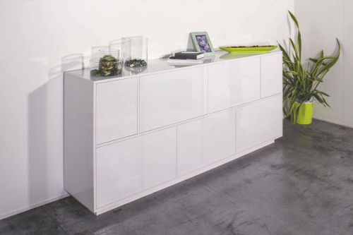 Credenza bianco lucida 200x41x86h cm 7 ante - Clinoumite