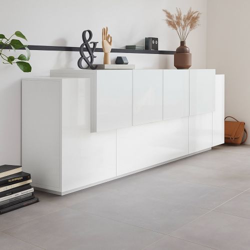 Credenza bianco lucida 200x45x86h cm 7 ante - Astice