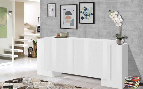 Credenza bianco lucida 210x45x85h cm 6 ante - Hades