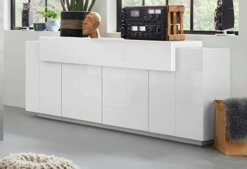 Credenza bianco lucida 220x45x85h cm 5 ante - Discordia