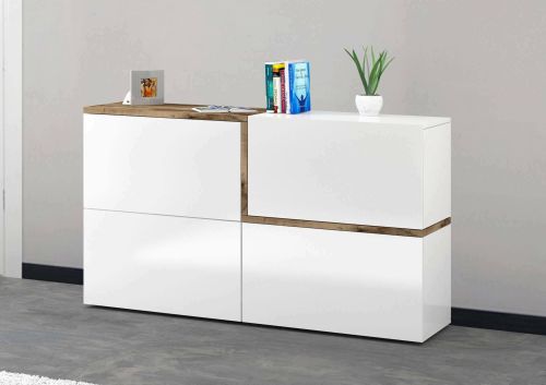 Credenza bianco lucida e acero 150x40x80h cm 4 ante - Amici