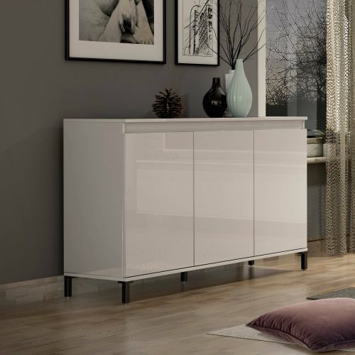Credenza bianco lucida e antracite 138x40x90h cm 3 ante - Assinello