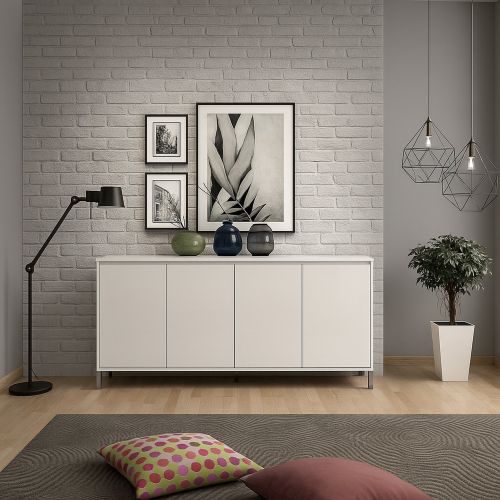 Credenza bianco lucida e antracite 184x40x90h cm 4 ante - Filomena