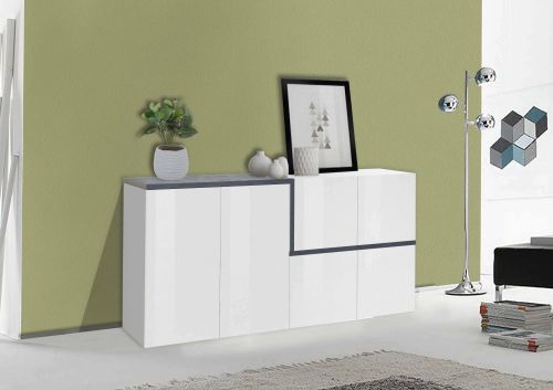 Credenza bianco lucida e ardesia 160x40x80h cm 6 ante - Arrak