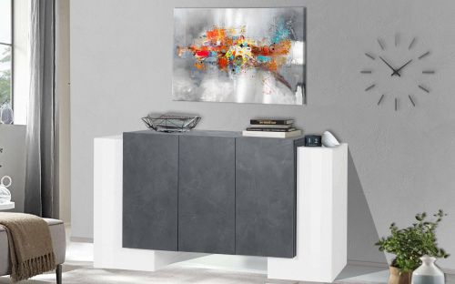 Credenza bianco lucida e ardesia 170x45x85h cm 5 ante - Arek