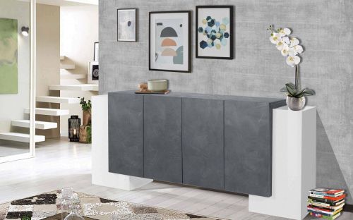 Credenza bianco lucida e ardesia 210x45x85h cm 6 ante - Hades