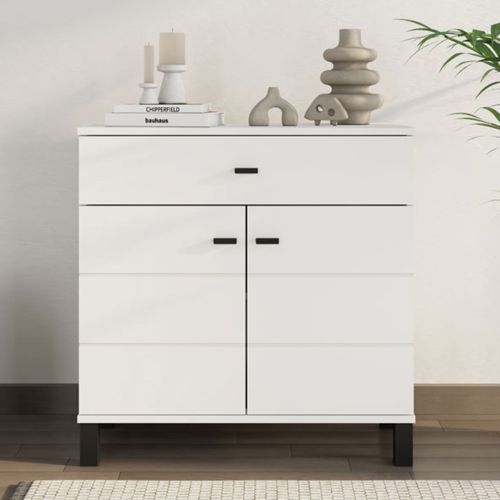Credenza Bianco Nero 2 Ripiani un Cassetto 77x35x78h cm, 2 Ante - Pisac