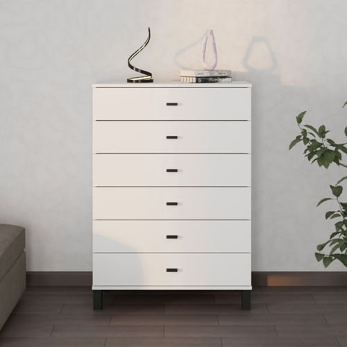 Credenza Bianco Nero un Ripiano 6 Cassetti 77x35x78h cm, 6 Vani - Otaval