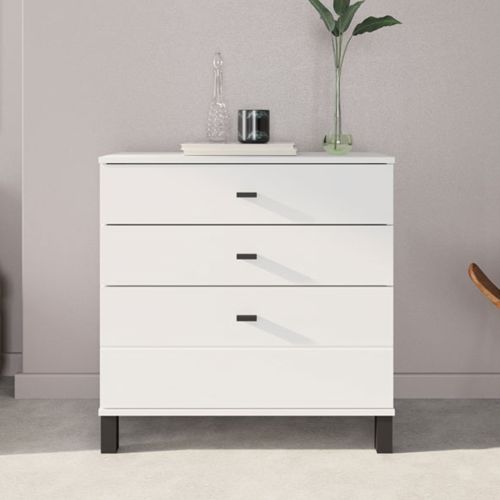 Credenza Bianco Opaco 3 Cassetti un Ripiano 77x35x78h cm, Apertura Scorrevole - Mindo