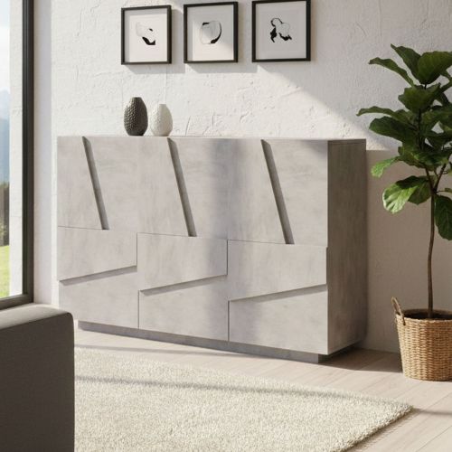 Credenza cemento 121x38x86h cm 3 ante - Axl