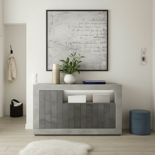 Credenza cemento e ardesia 138x42x86h cm 3 ante - Dolphin