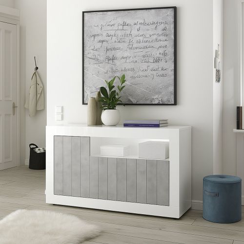 Credenza cemento e bianco lucida 138x42x86h cm 3 ante - Dolphin
