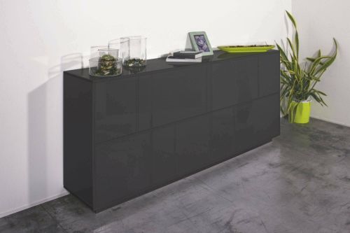 Credenza Clinoumite, cm 200x41h86, Antracite lucido