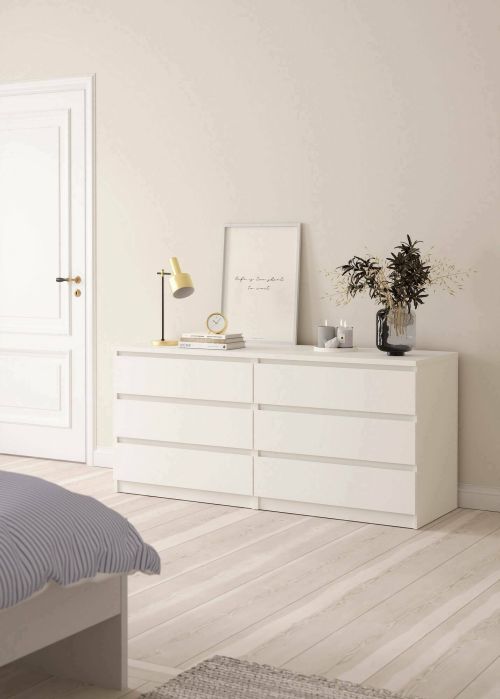 Credenza Giselle, Buffet da soggiorno, Madia da salotto, Dispensa da cucina, 50x154 h70 cm, Bianco
