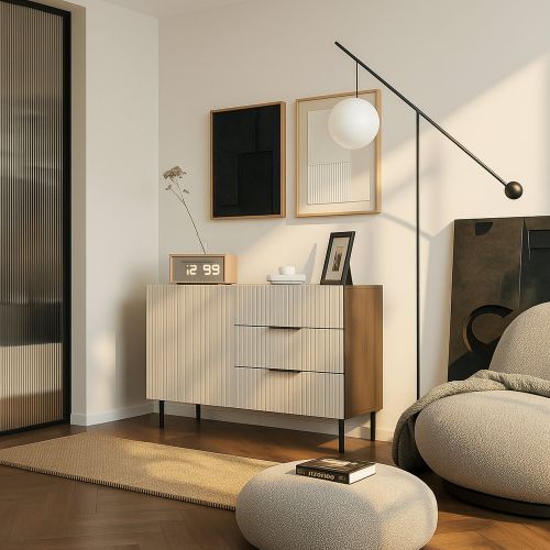 Credenza Grado, 104x42 h75 cm, Noce e Beige