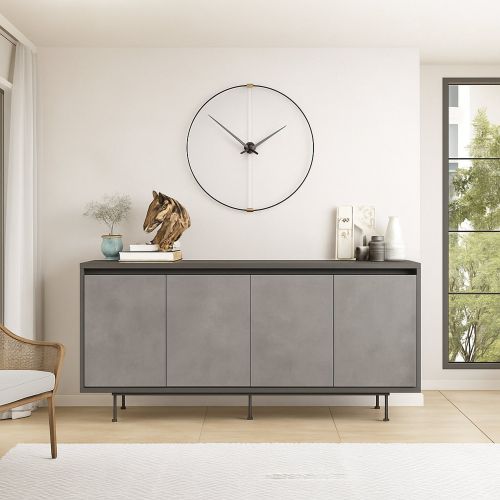 Credenza grigia e nera 160x44x75h cm 4 ante - Kay