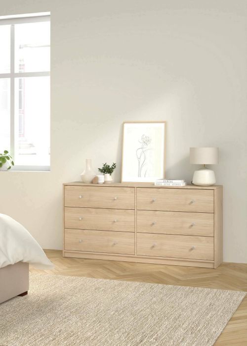 Credenza Janine, Buffet da soggiorno, Madia da salotto, Dispensa da cucina, 30x143 h68 cm, Rovere