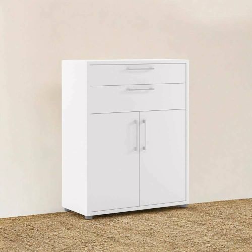 Credenza Jemima, Buffet da soggiorno, Madia da salotto, Dispensa da cucina, 89x40 h113 cm, Bianco