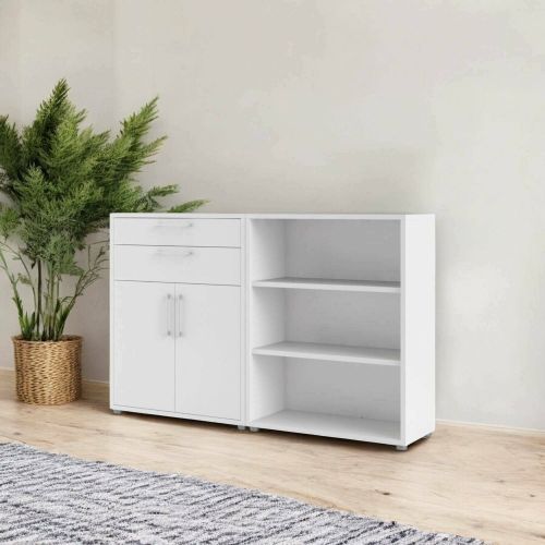 Credenza Josepha, Buffet da soggiorno, Madia da salotto, Dispensa da cucina, 178x40 h113 cm, Bianco