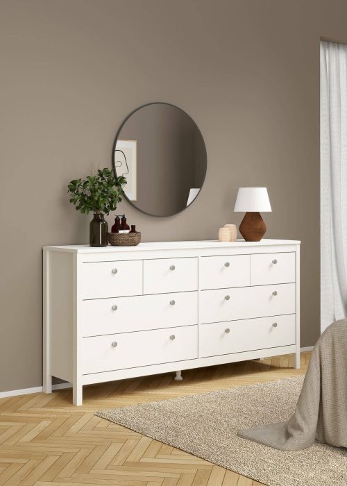 Credenza Josette, Buffet da soggiorno, Madia da salotto, Dispensa da cucina, 38x160 h80 cm, Bianco