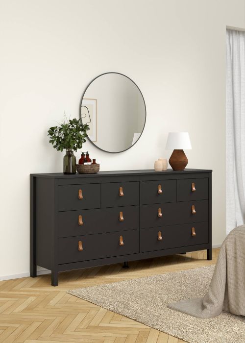 Credenza Josette, Buffet da soggiorno, Madia da salotto, Dispensa da cucina, 38x160 h80 cm, Nero