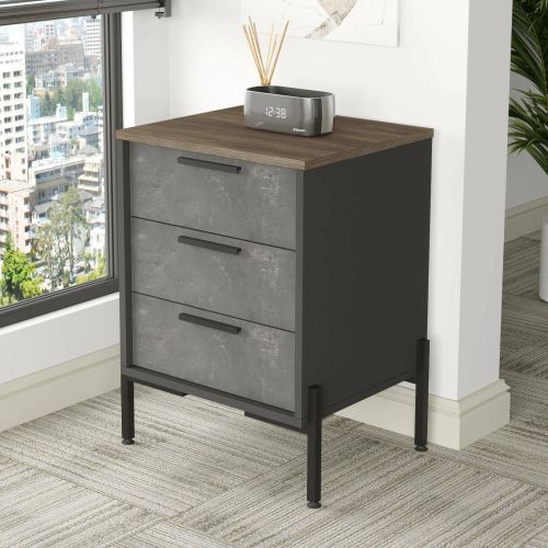 Credenza Kornephoros, Buffet da soggiorno, Madia da salotto, Dispensa da cucina, 54x45 h70 cm, Marrone e Grigio