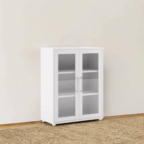 Credenza Laureen, Buffet da soggiorno, Madia da salotto, Dispensa da cucina, 89x40 h113 cm, Bianco