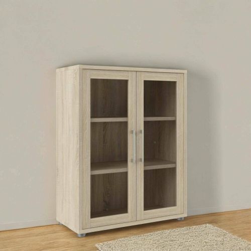 Credenza Laureen, Buffet da soggiorno, Madia da salotto, Dispensa da cucina, 89x40 h113 cm, Quercia
