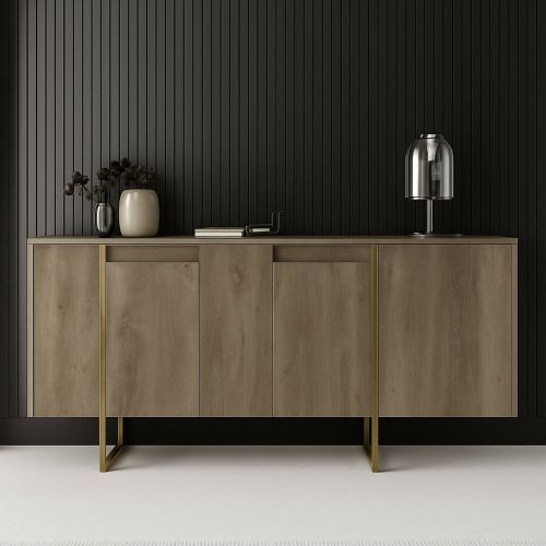 Credenza legno e oro 160x35x80h cm 4 ante - Arta