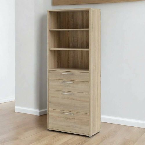 Credenza Loise, Buffet da soggiorno, Madia da salotto, Dispensa da cucina, 89x40 h222 cm, Quercia